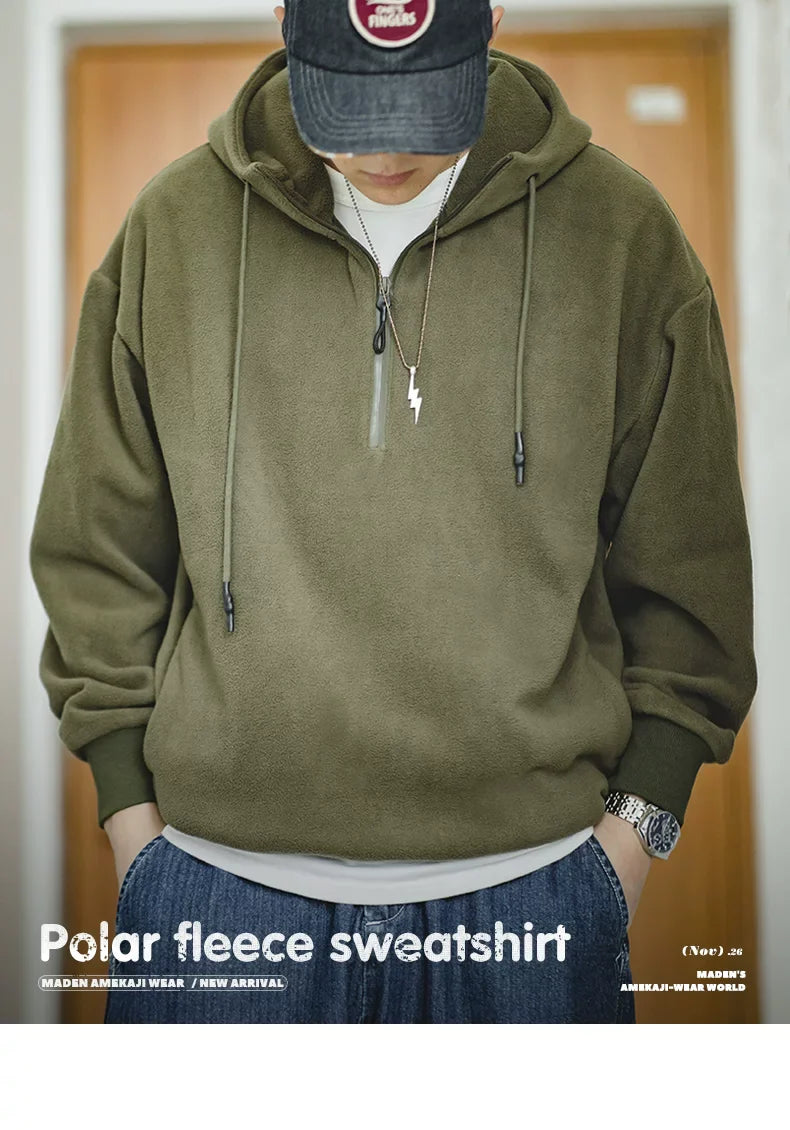 Madden Vintage Polar Fleece Half Zipper Sweater