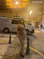 Jim Kennet Leopard Slim Fit Stretch Suspender Dress