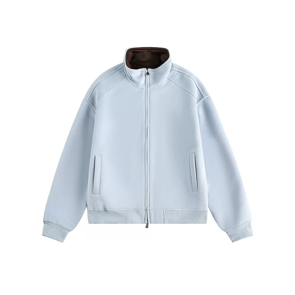 sostine Contrast Cardigan Double Zipper Jacket