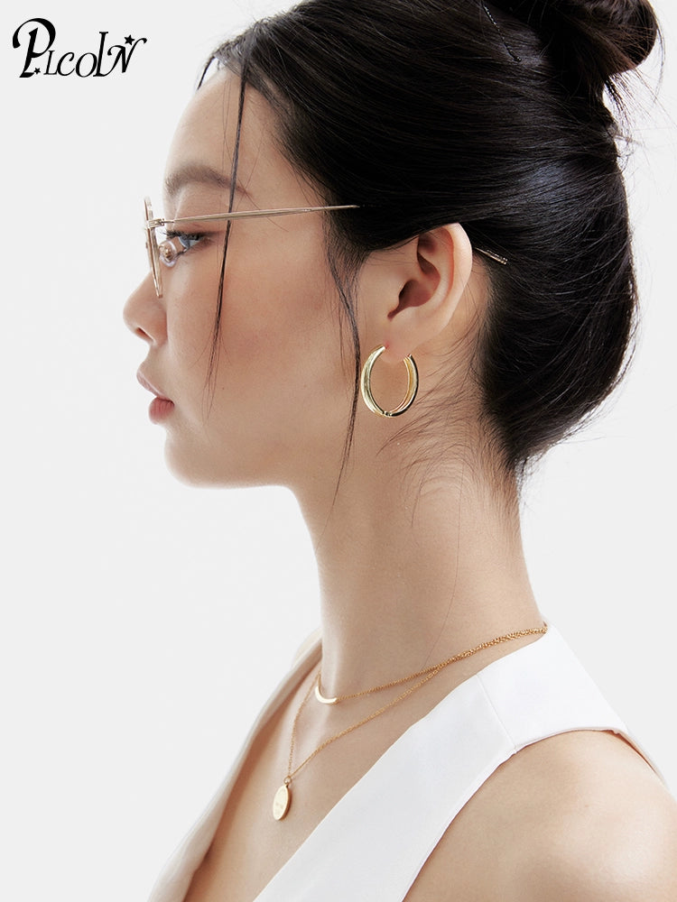 PLCOIN Oval Gold Titanium Glasses Anti-Blue Light Myopia