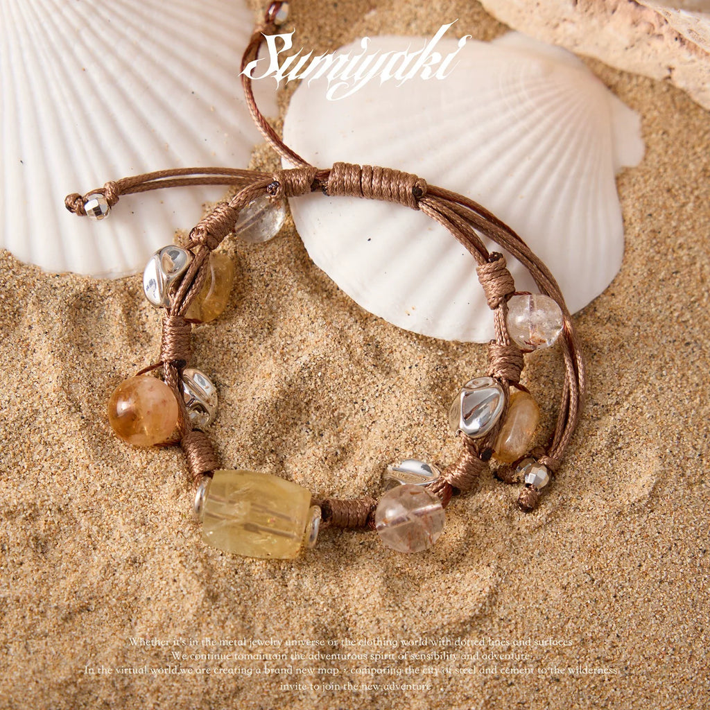 SUMIYAKI Natural Citrine Stone Necklace Bracelet