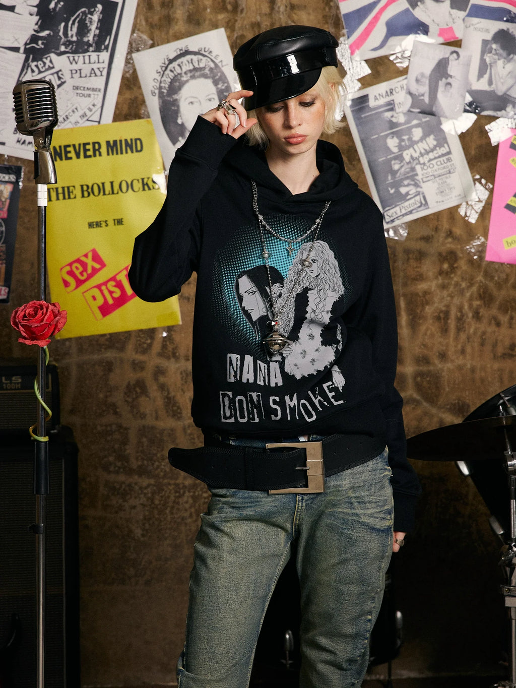 DONSMOKE Front Shoulder Hooded Sweater