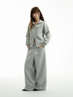 FUNKYFUN 2024AW LOGO Hot Diamond Cardigan Hooded Space Cotton Sweater Jacket