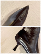 WILLWISHES Wang Ding Pointed Toe Stiletto Back Zipper Boots