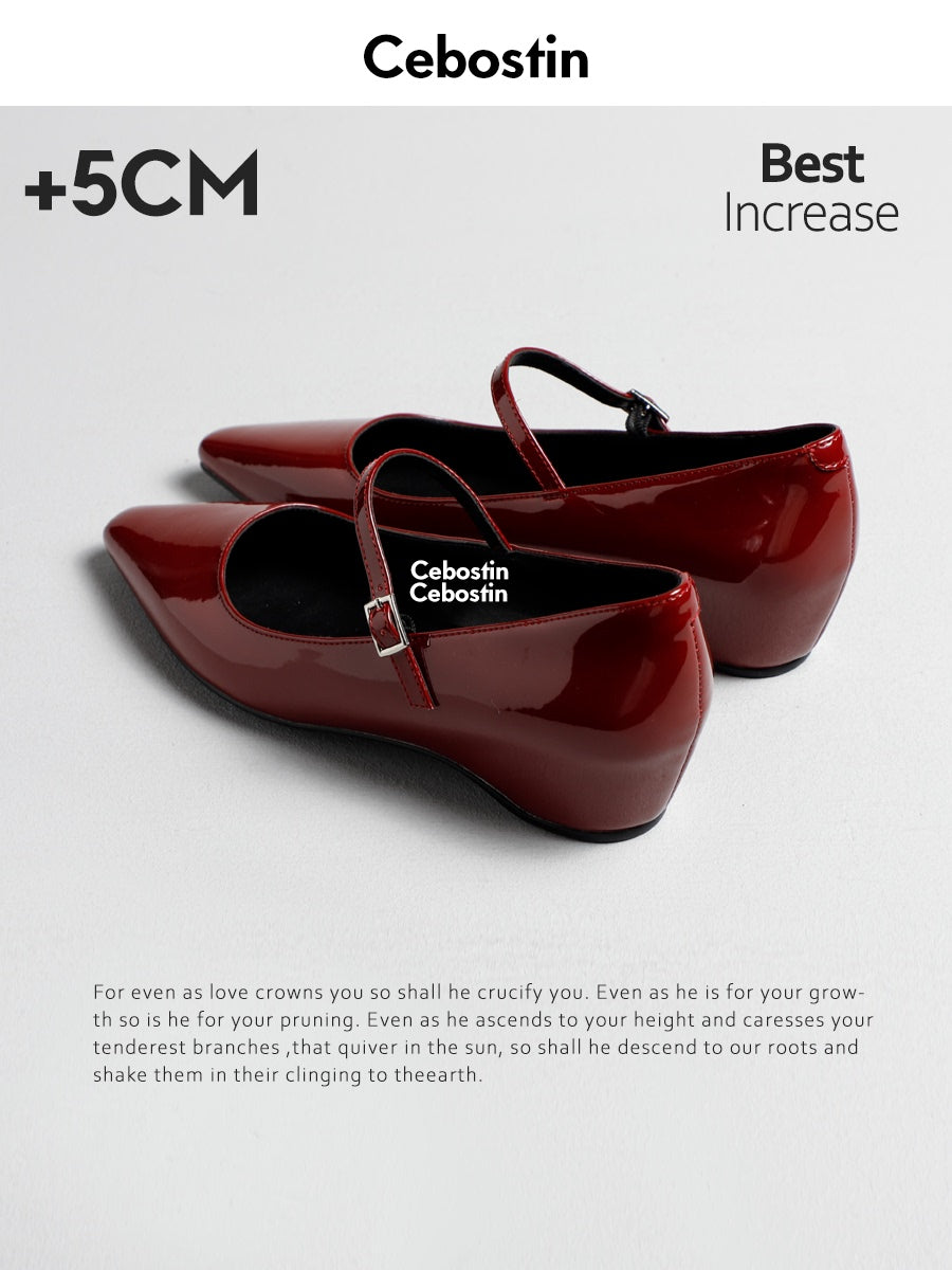 Cebostin One-word French Inner Heightening Mary Jane Shoes