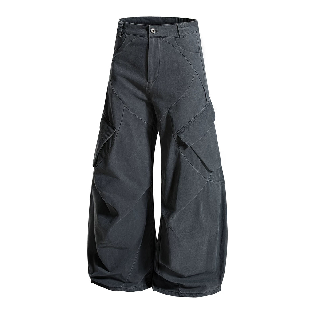SIXMINU Large Pocket Washed Scimitar Overalls