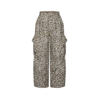 MeihaoStore Leopard Print Pocket Embroidery Wide Leg Overalls