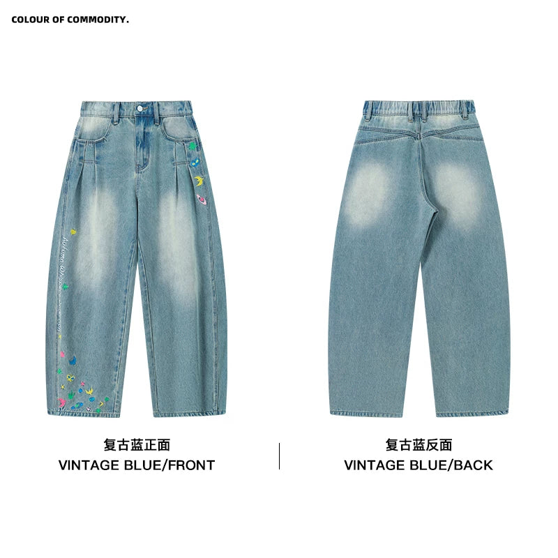 Mr. Jiangnan NewJNXS Park Elopement Wide Embroidered Scimitar Jeans