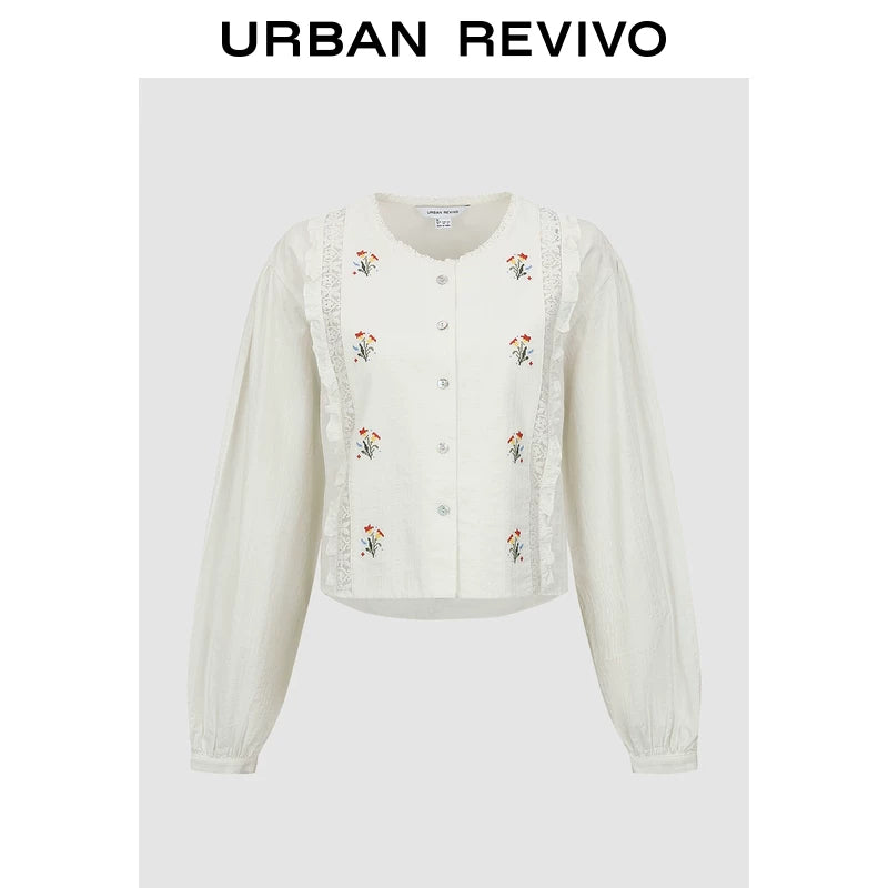 Urban Revivo Floral Embroidered Lace Shirt