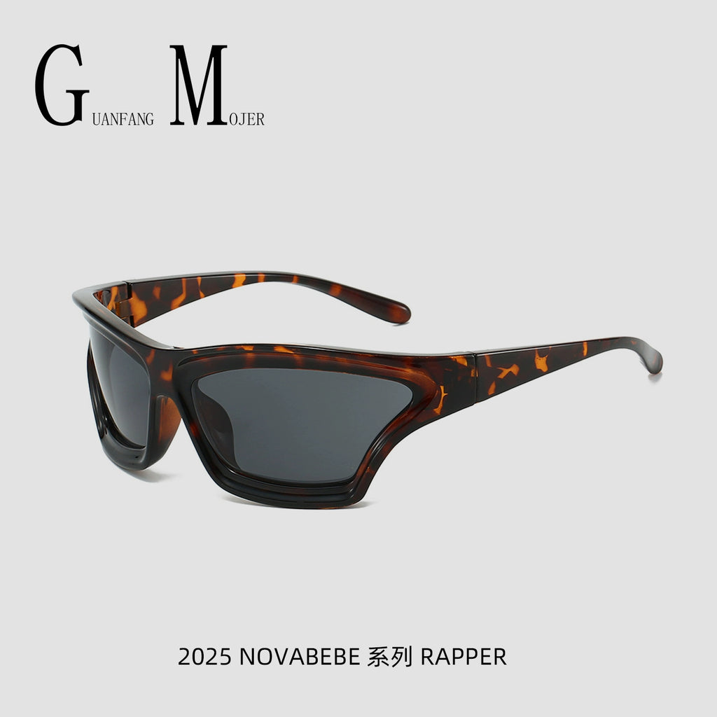 European Futuristic Large-Frame Sports Sunglasses Anti-UV Small Face Style