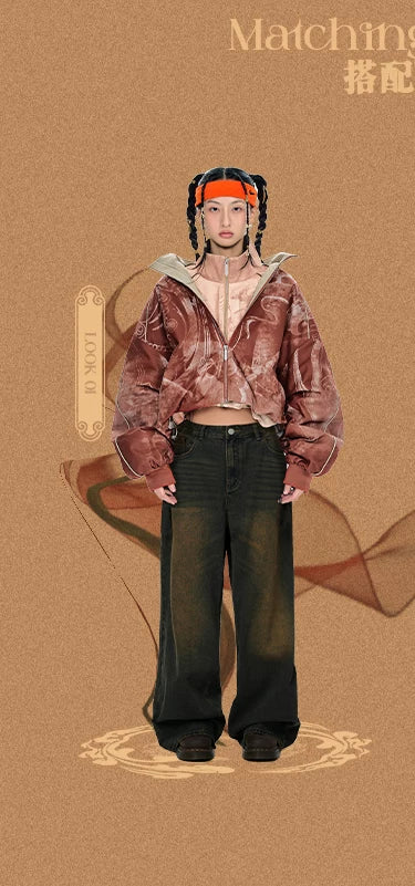 BJHG Contrasting Print Short Jacket