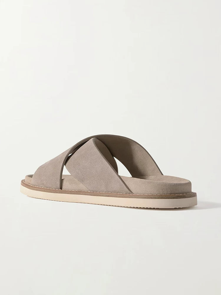 voguhomme Summer Breathable Leather Heightening Beach Flip Flops