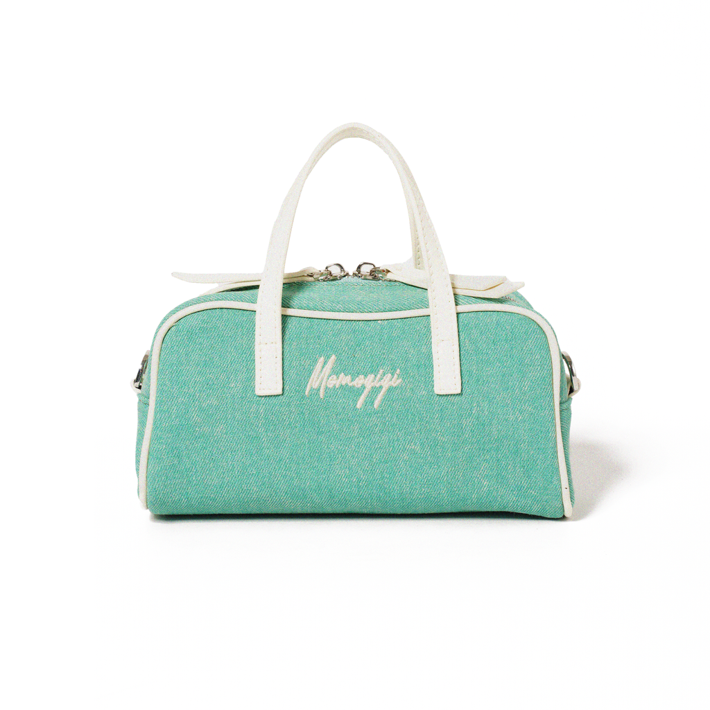 Momogigi is a summer getaway, retro washed denim mini shoulder messenger Boston bag