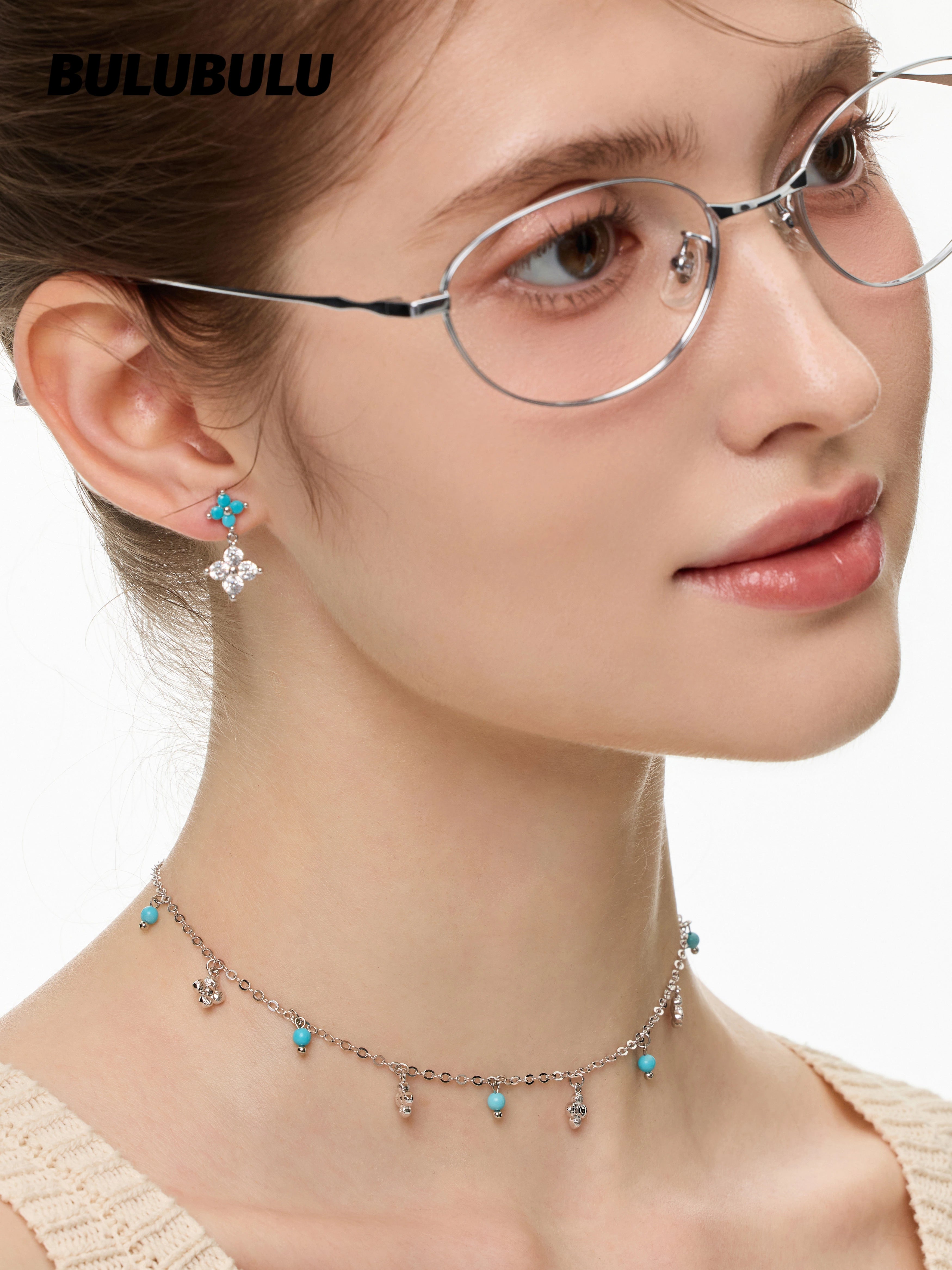 BULUBULU Rime Turquoise Silver Necklace