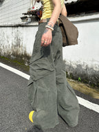 SIXMINU Large Pocket Washed Scimitar Overalls