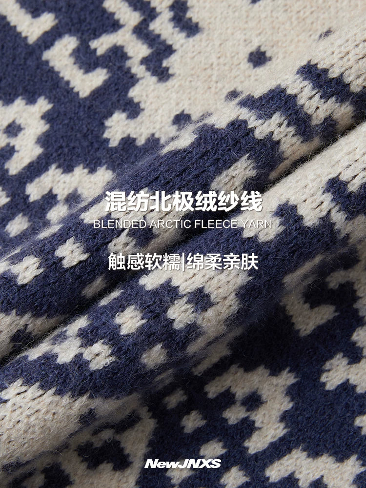 Mr. Jiangnan NewJNXS “Fair Isle Night” Stand Collar Jacquard Sweater