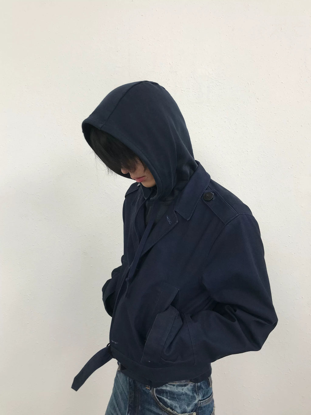 noEmosen Dirty Oil Stained Band Printed Work Jacket