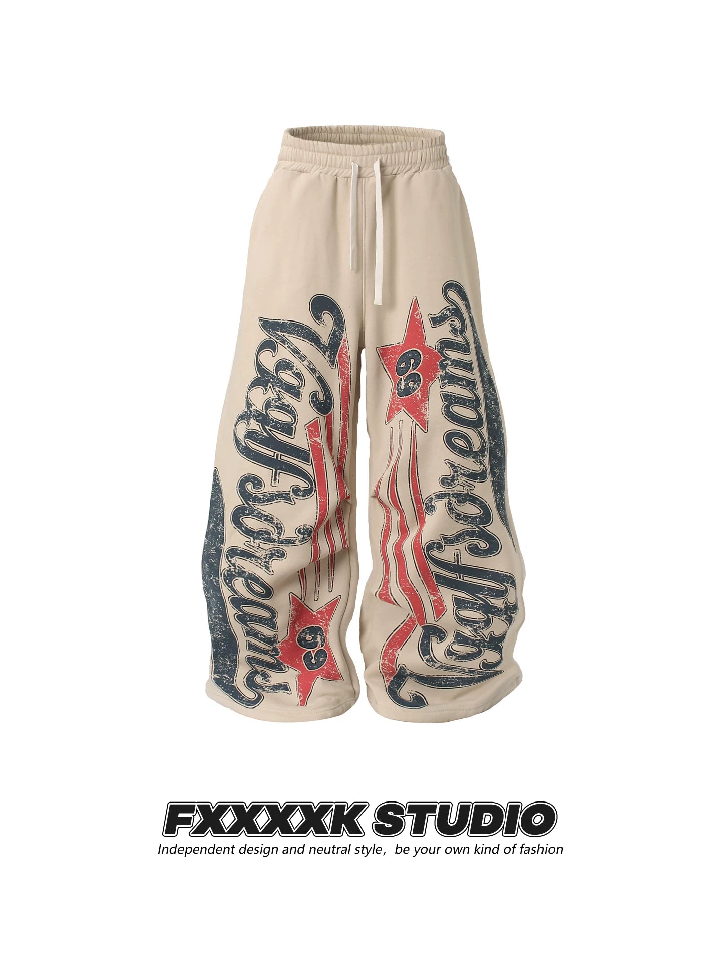 FXK Original Letter Graffiti Printed Velvet Pants