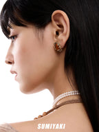SUMIYAKI Vintage Embossed Amber Earrings