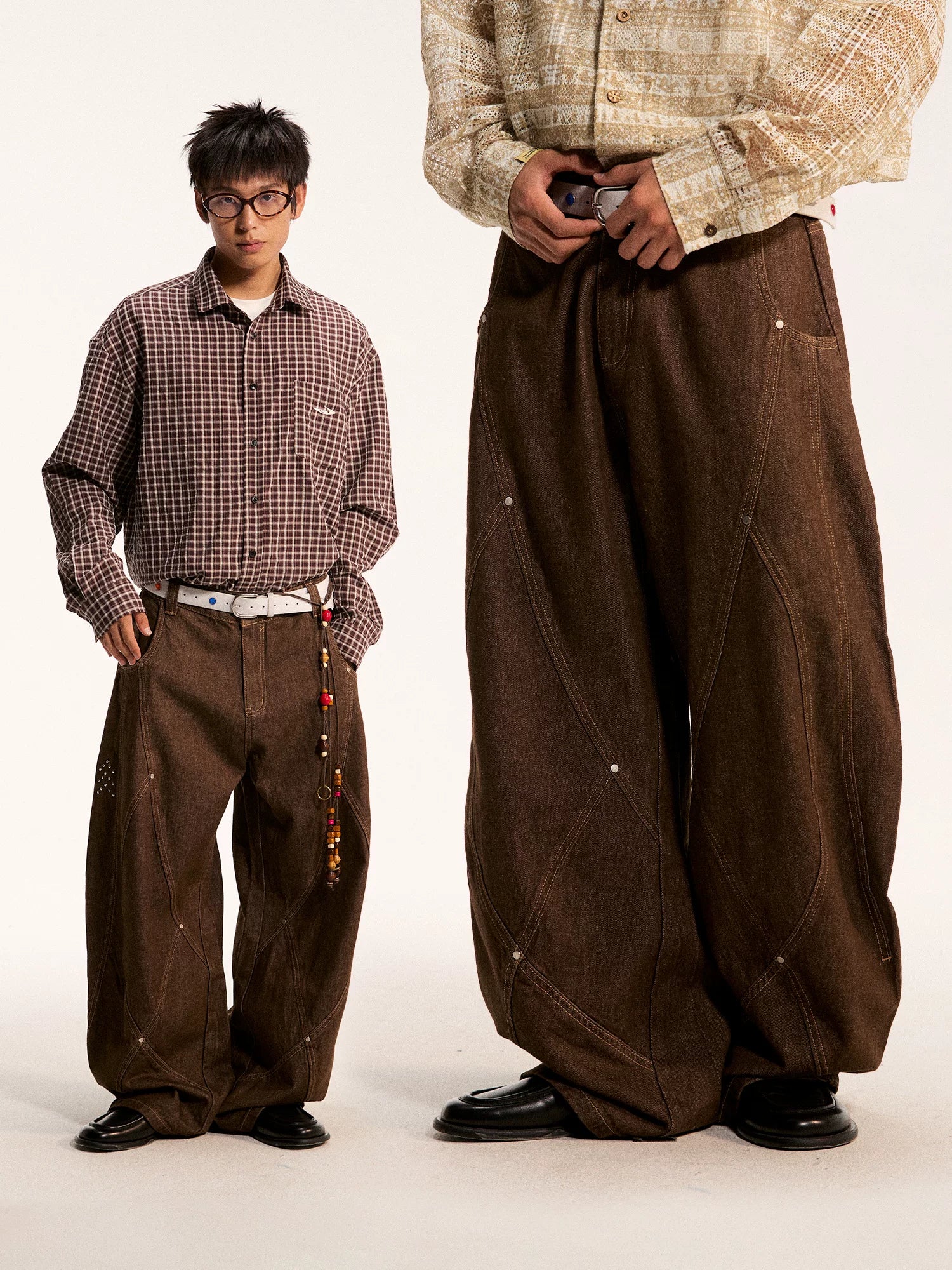 Mr. Jiangnan NewJNXS Raw Cow Wash Stud Embroidered Scimitar Jeans