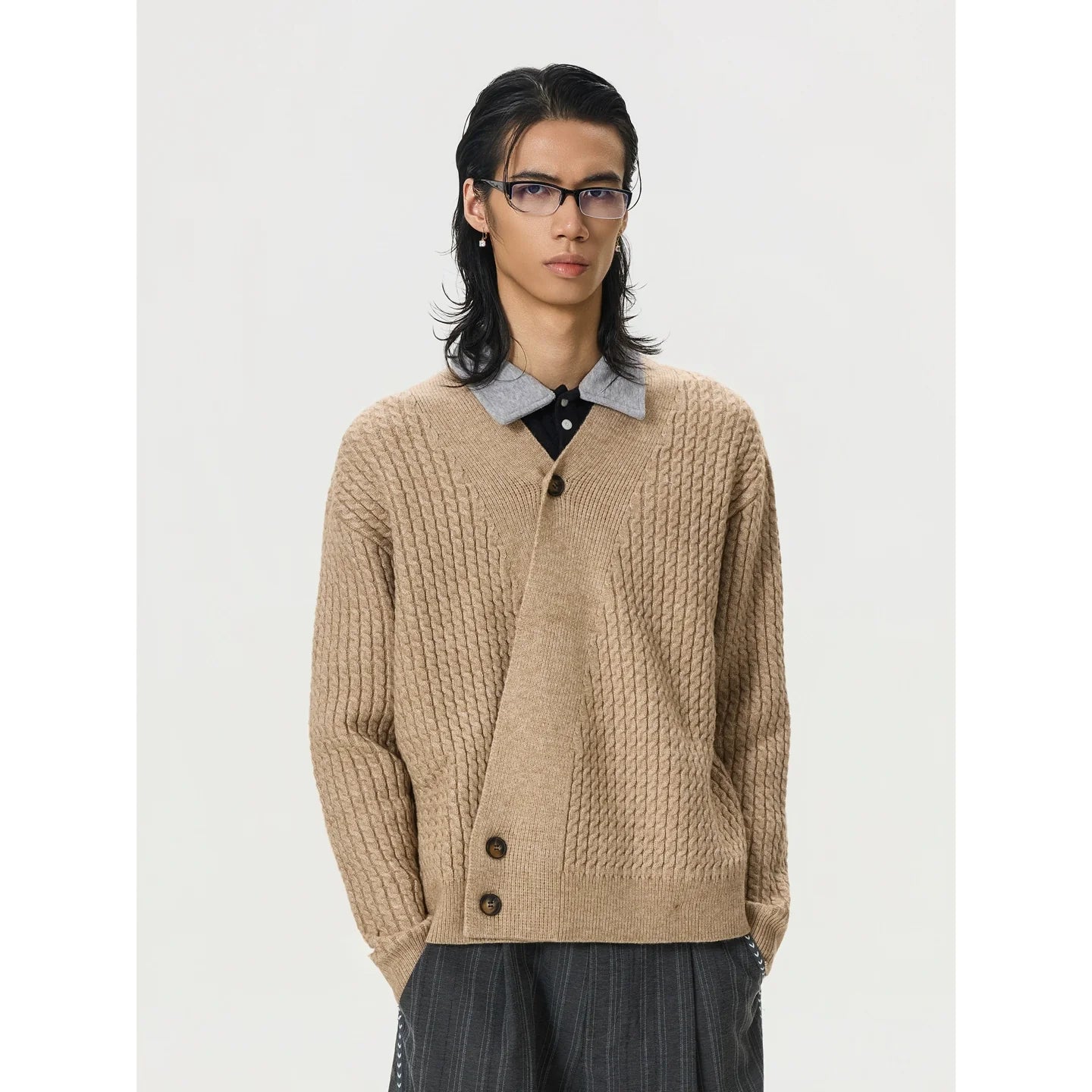 BTSG Vintage V-Neck Slack Cardigan Sweater Jacket