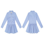 Nariele College Blue Striped Long Sleeve Dress