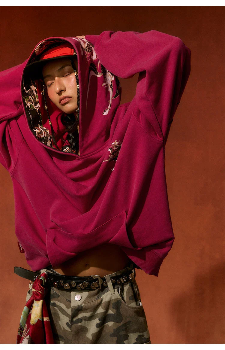 BJHG Retro Distressed Print Oversized Sweatshirt