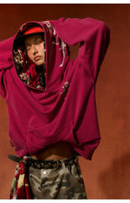 BJHG Retro Distressed Print Oversized Sweatshirt