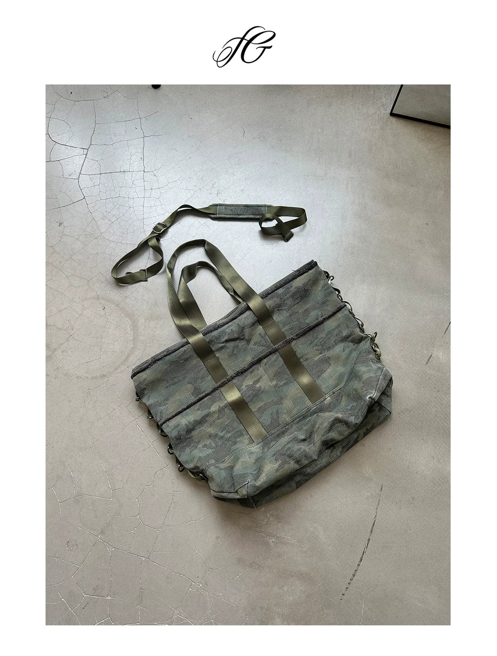 InsGale Washed Camouflage Rough Crossbody Tote Bag