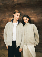 sostine Contrast Cardigan Double Zipper Jacket