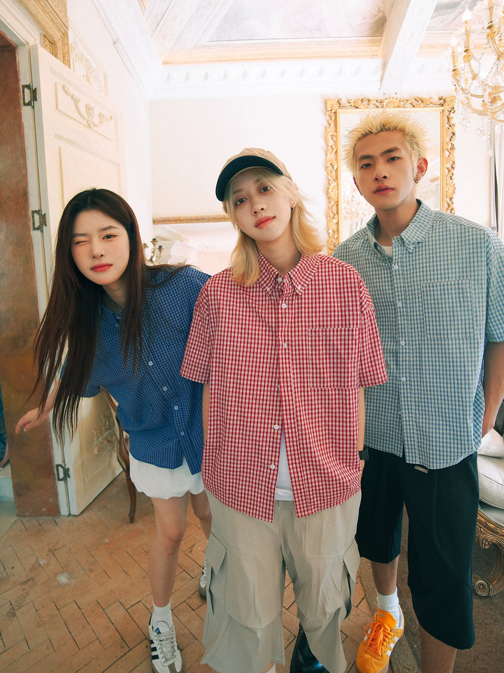 SOSTINE Retro Plaid Short Sleeve Shirt