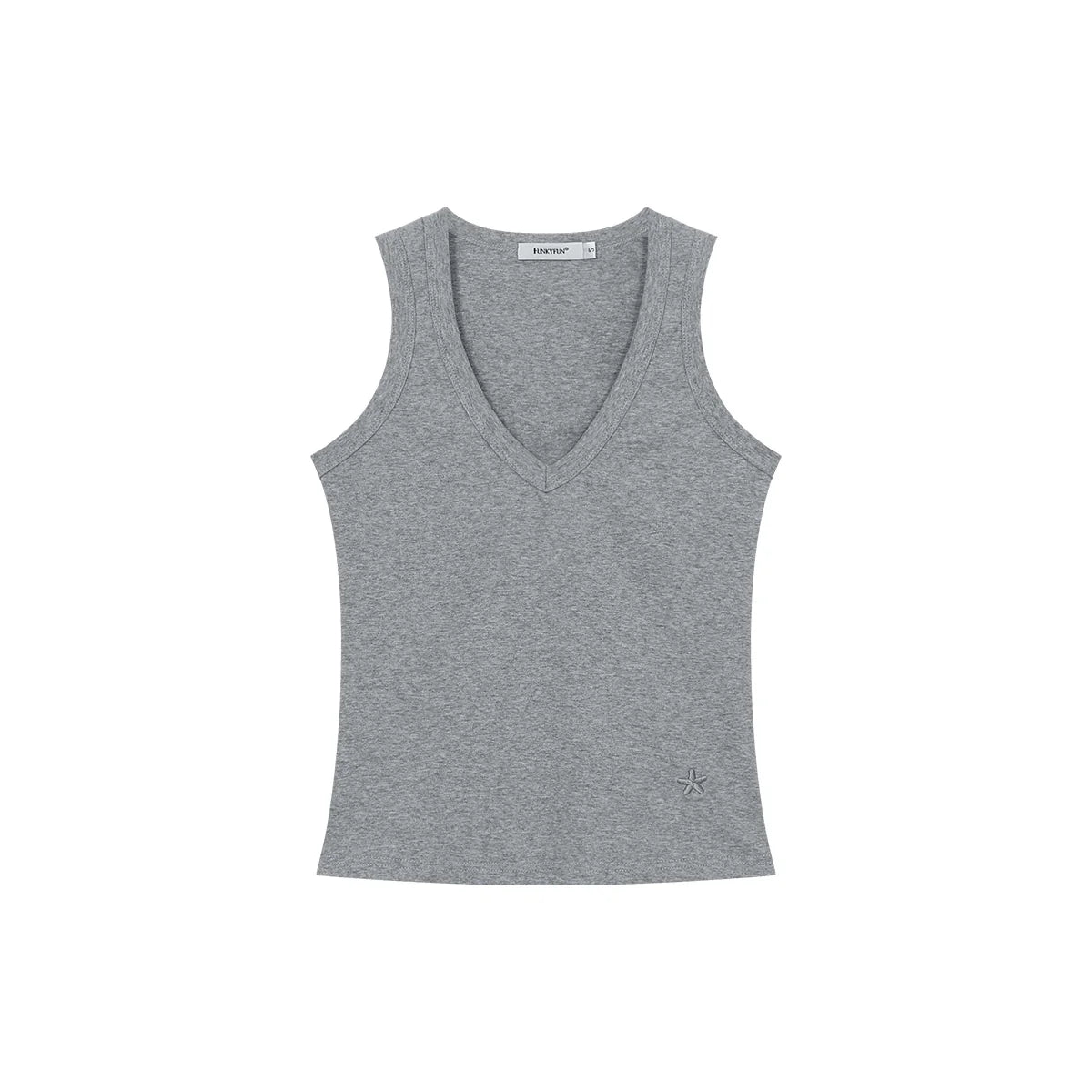 FUNKYFUN V-neck Embroidered Waist Sleeveless Vest of The Same Color