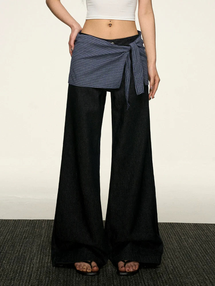 Aaisup Mid-waist Slim Straight Versatile Loose Wide-leg Pants