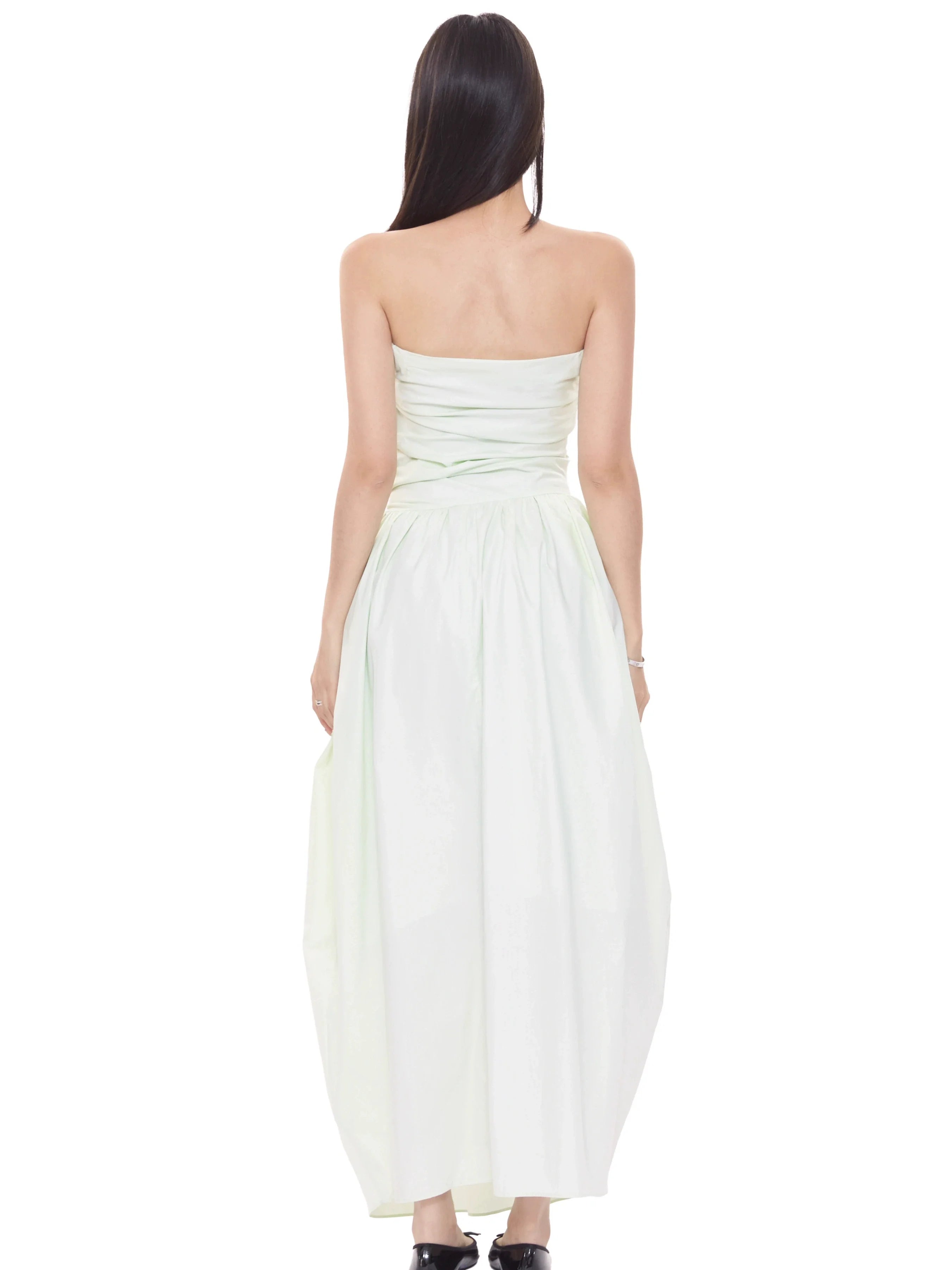 WITHMIN Temperament Thin Strap Waist Tube Top Dress