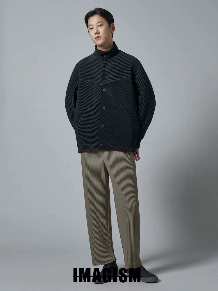 IMAGISM Japanese Non Miyake Pleated Short Stand Collar Jacket JC110