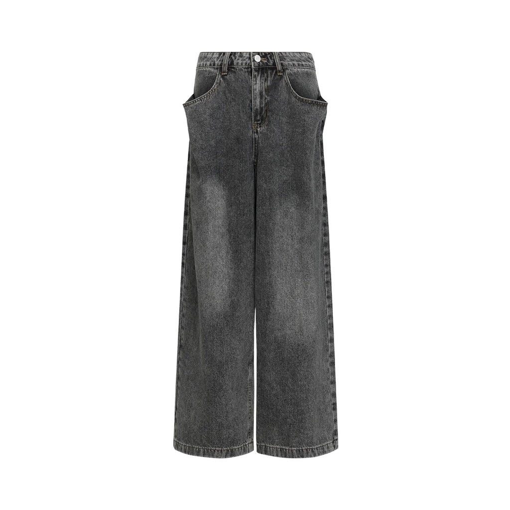 FUNKYFUN Big Moon Bag Mouth Design Washing Water Old Jeans