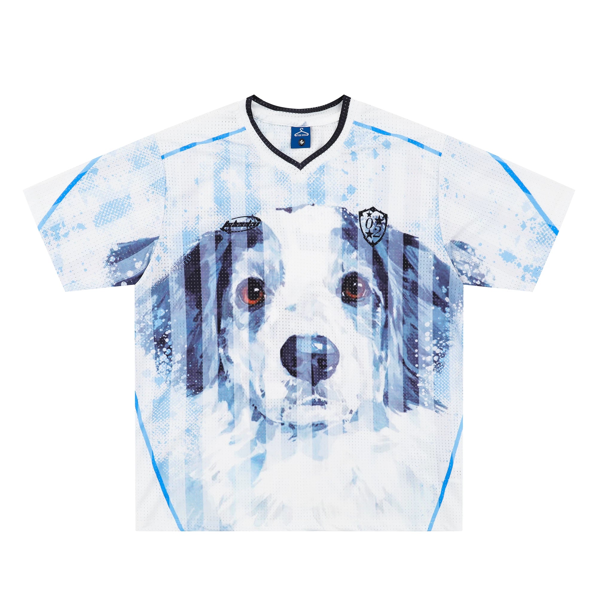 SIXMINU Splicing Breathable Dog Hip Hop V Neck T Shirt