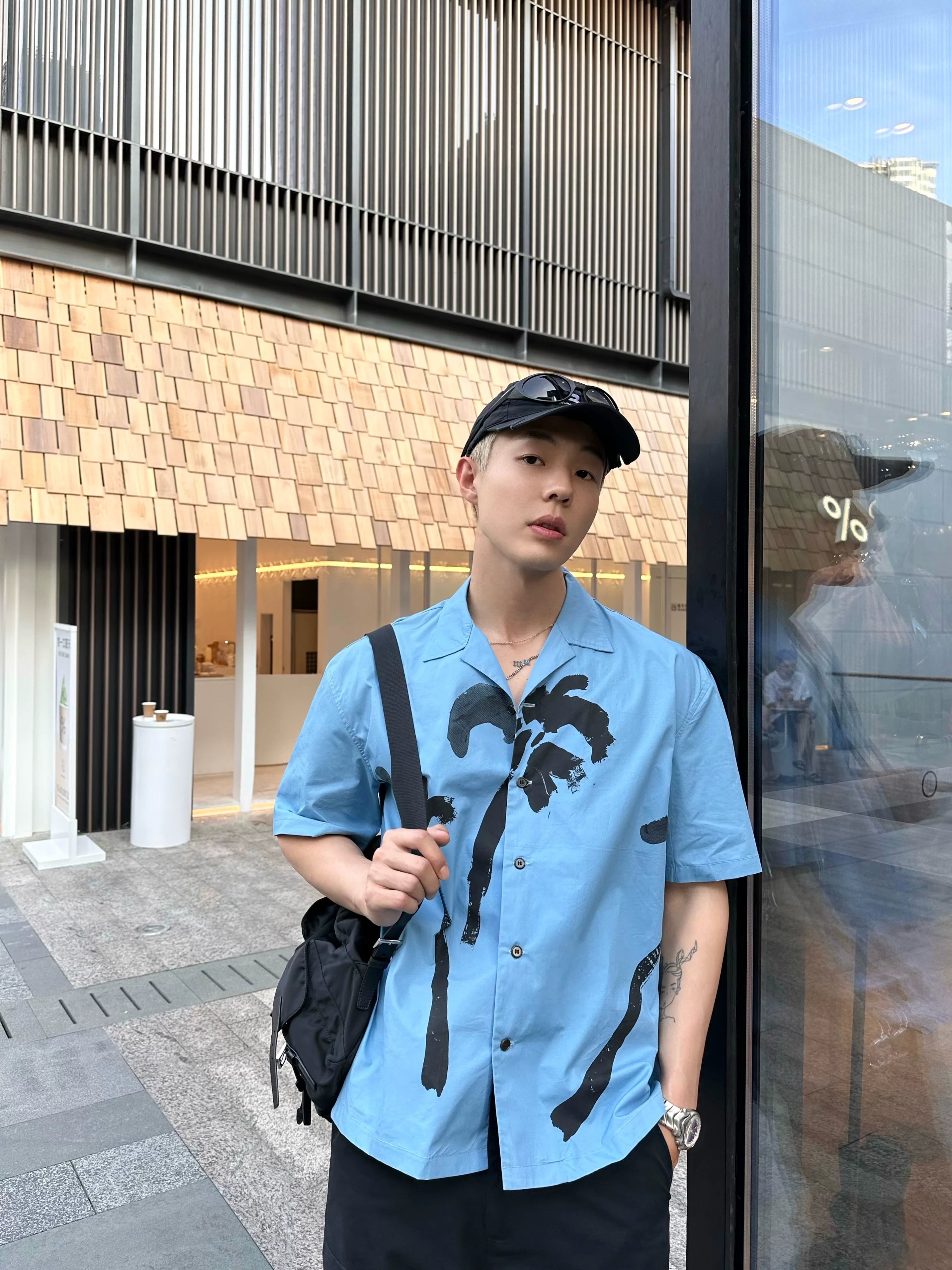 Weave Island Date Cuban Collar Printed Short Sleeve Shirt