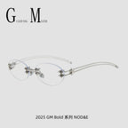 GM Retro Oval Star Sunglasses Korean Y2K Rimless Style