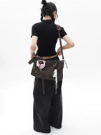 Simple Limited Suede Brown Paris Motorcycle Bag