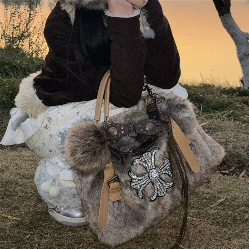 Sunlight Desire Mink Hair Shoulder Crossbody Bag