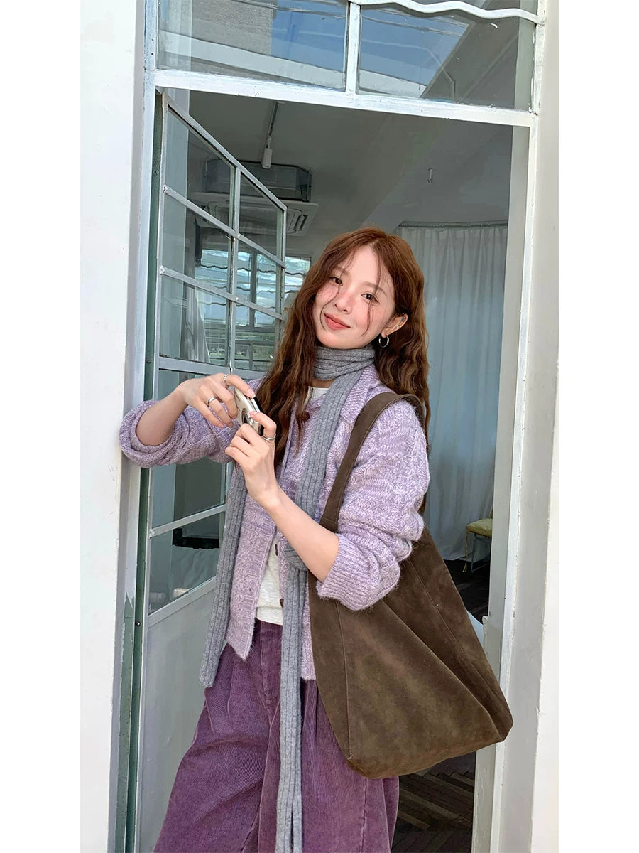 CCKOK Mixed Color Wool Knit Cardigan
