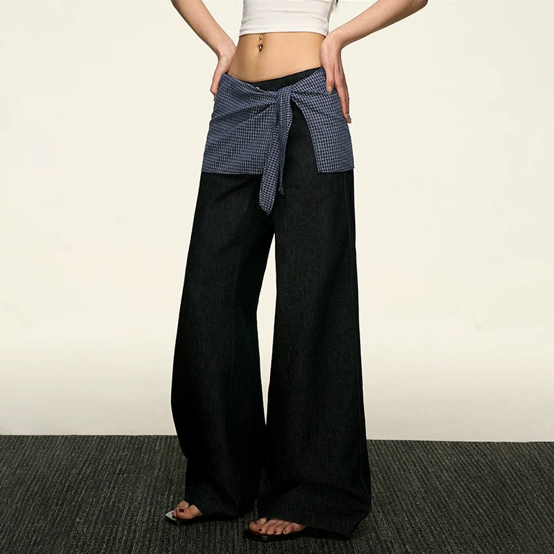Aaisup Mid-waist Slim Straight Versatile Loose Wide-leg Pants