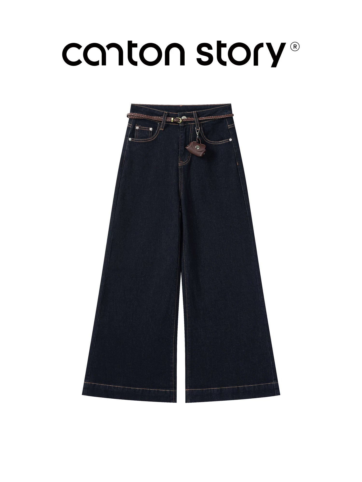 cantonstory Retro Drapey Wide Leg Jeans