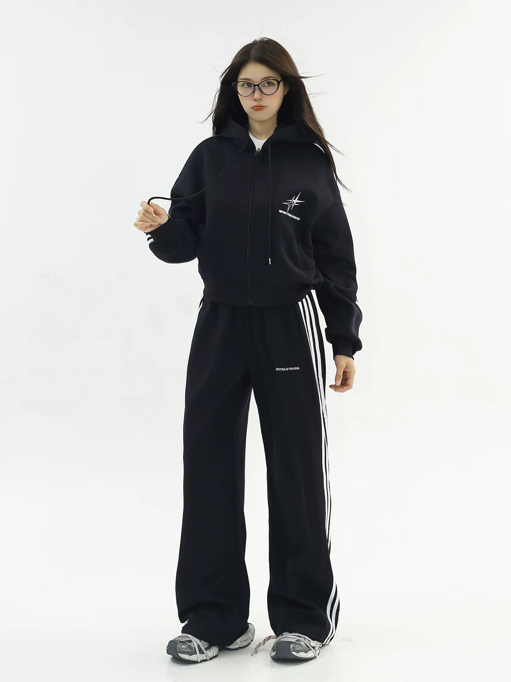 KKBBU Three Stripe Lazy Jacket Sweatshirt Set