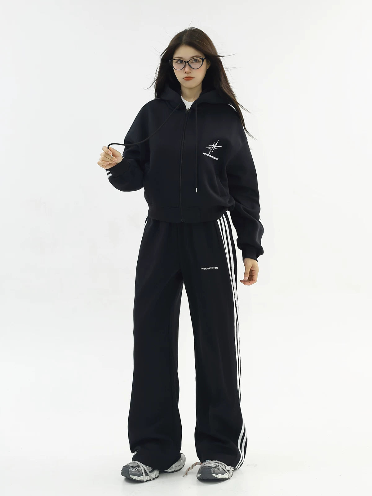 KKBBU Three Stripe Lazy Jacket Sweatshirt Set