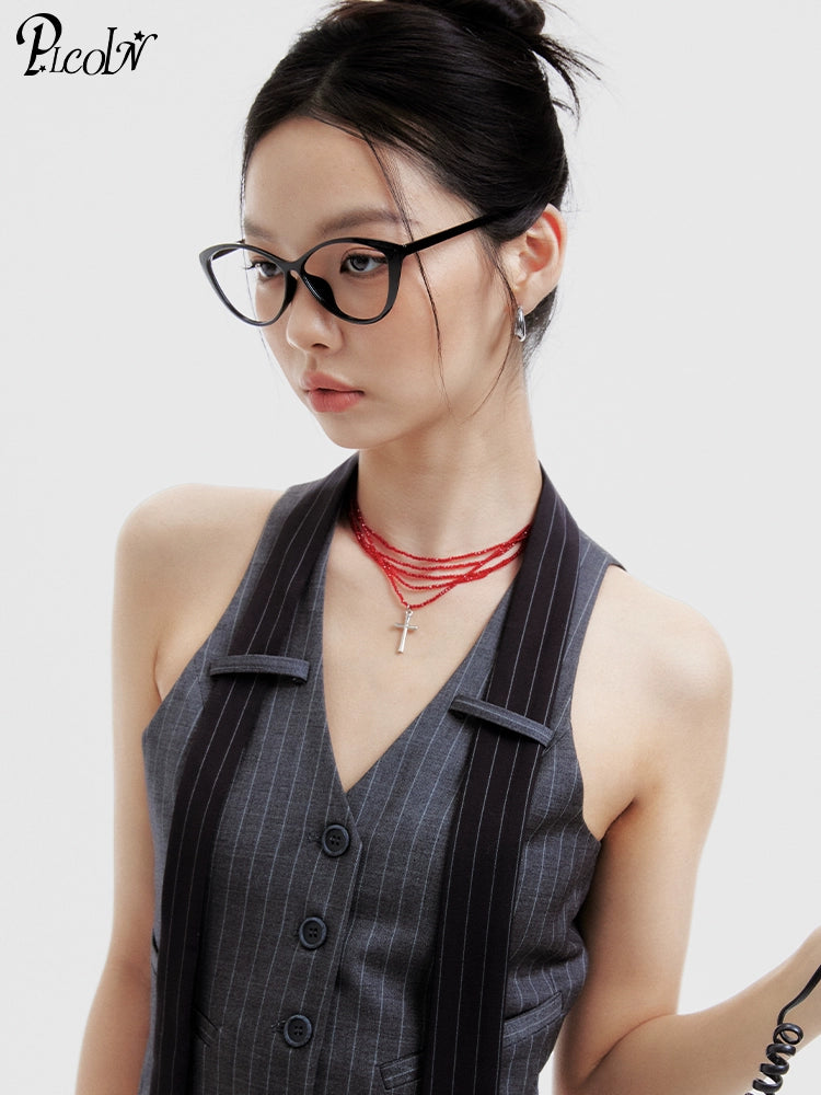 PLCOIN Ultra-Light Cat-Eye Black Frame Glasses Anti-Blue Light Myopia