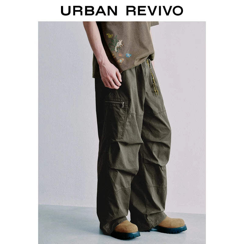 Urban Revivo Men's Workwear Knot Button Wide Leg Pants
