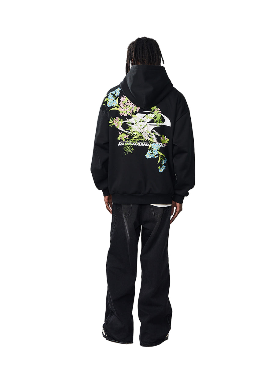 Harshandcruel Floral embroidery loose Hoodie