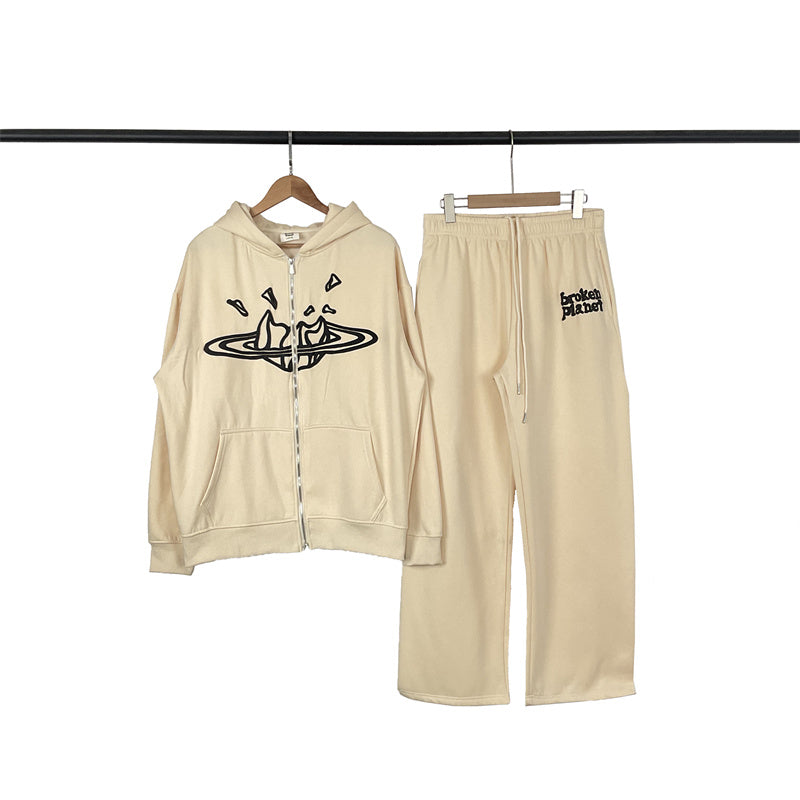 Broken Planet velvet hoodie & pants set